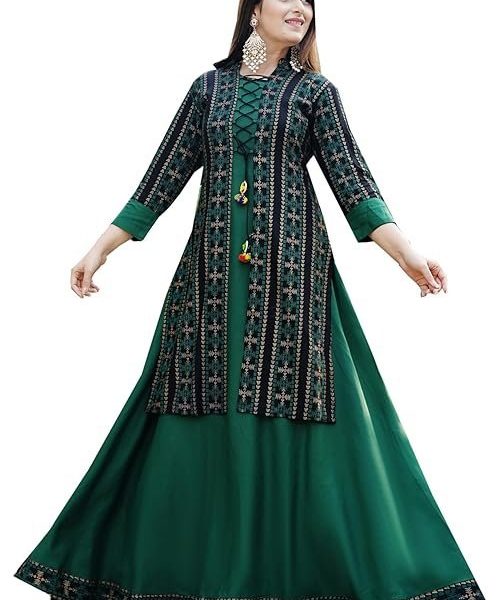 DSS FASHION Women Printed Cotton Rayon Blend Anarkali Kurta