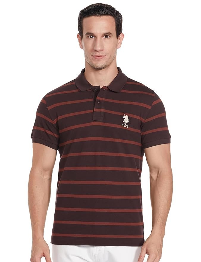 30-7.jpg U.S.POLO ASSN. Men's Striped Regular Fit Polo Shirt - Image 1