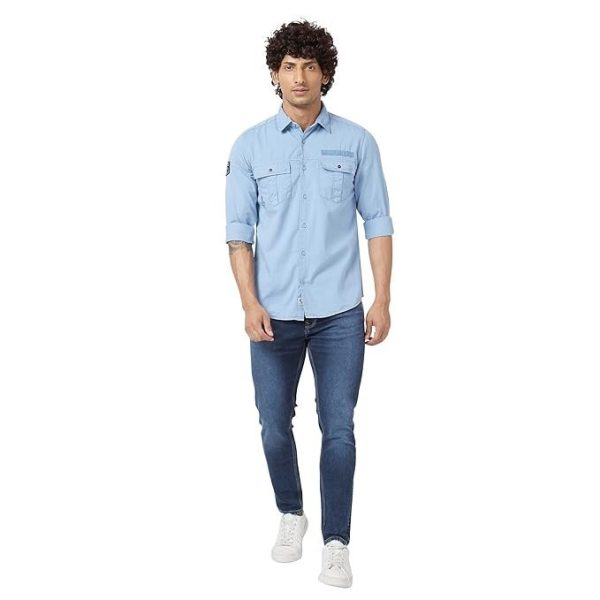 Spykar Mid Rise Slim Fit Blue Jeans for Men