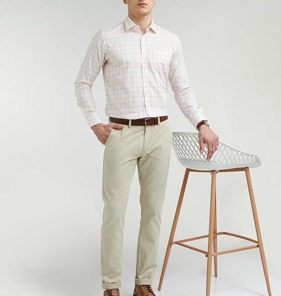 Peter England Men's Slim Fit Mid Rise Super Stretchable Everyday Casual Trouser | Scoop Pocket Premium Twill Chinos | Flat Front
