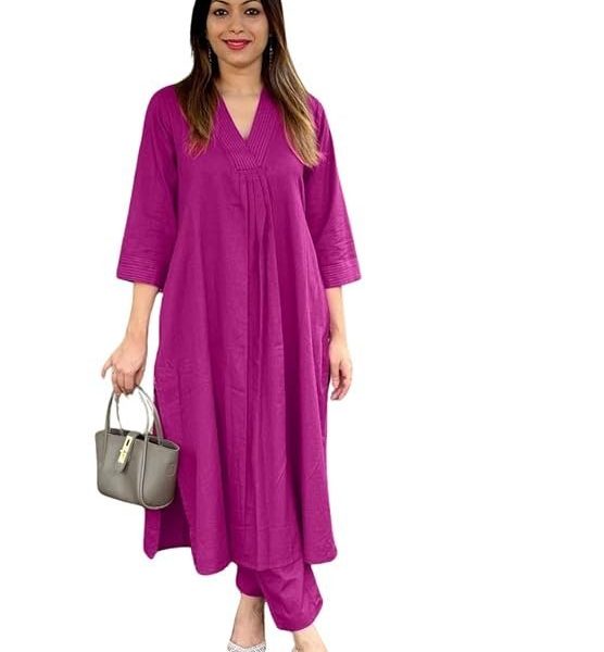 ZAYRACRAFTS Embroidered Cotton Co-Ord Set for Women's and Girls Casual Wear